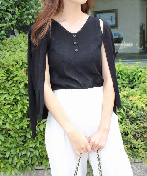 MODE ROBE（モードローブ）の「キャミ＆カーデセット（その他トップス・レディース・ブラック/ベージュ/アイボリー/ピンク・FREE）」の3枚目の写真