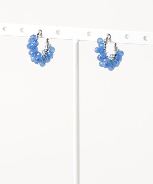 【marinaJEWELRY】SV/AAA Blue Agate wrapped earring（イヤリング）｜tone（トーン）
