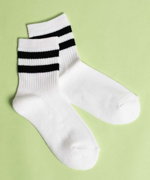 WEGO(ウィゴー)の「WEGO/2ラインソックス(ソックス/靴下・レディース・ホワイト/ブラック・FREE)」の2枚目の写真