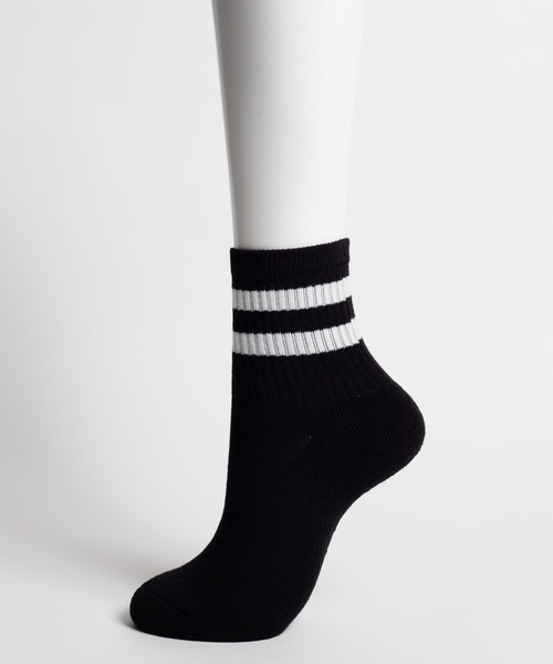 WEGO(ウィゴー)の「WEGO/2ラインソックス(ソックス/靴下・レディース・ホワイト/ブラック・FREE)」の3枚目の写真