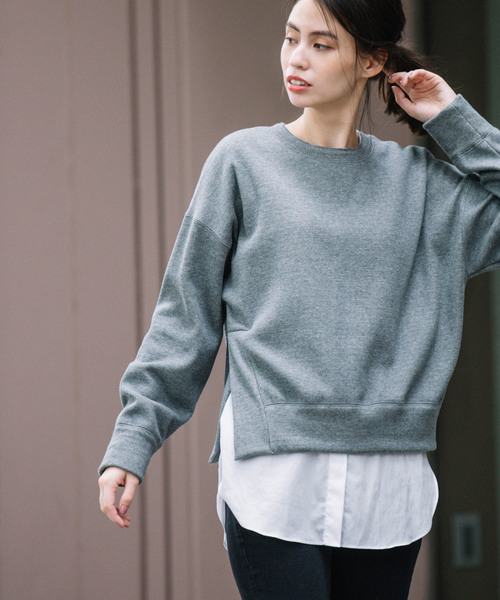 Munich(ミューニック)の「バックブラッシュドウォームサーマル サイドベントプルオーバー(スウェット・レディース・ホワイト/ブラック/ベージュ/グレー・FREE)」の3枚目の写真