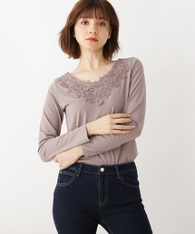 【S-LLあり】シアバター襟レース長袖プルオーバー