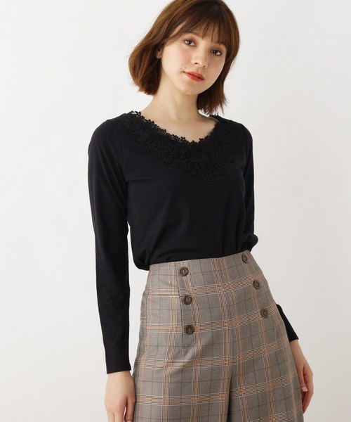 grove（グローブ）の「【S-LLあり】シアバター襟レース長袖プルオーバー（Tシャツ/カットソー・レディース・ライトブルー/ブラウン系その他/アイボリー/ブラック・01/02/03/04）」の3枚目の写真