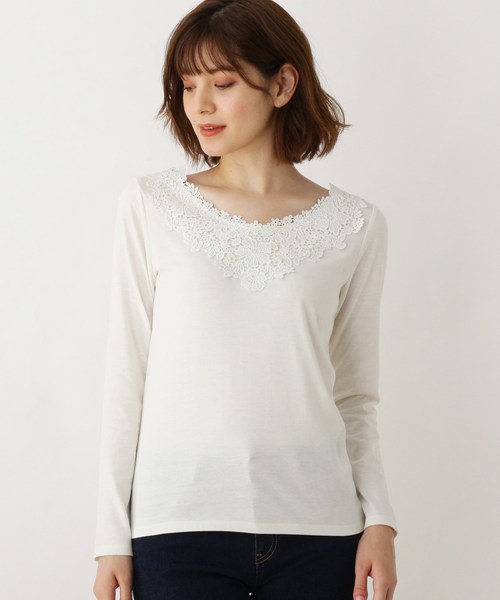 grove（グローブ）の「【S-LLあり】シアバター襟レース長袖プルオーバー（Tシャツ/カットソー・レディース・ライトブルー/ブラウン系その他/アイボリー/ブラック・01/02/03/04）」の7枚目の写真