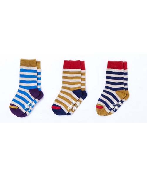 stample（スタンプル）の「3P ｽﾗﾌﾞﾎﾞｰﾀﾞｰ　ｸﾙｰｿｯｸｽ（ソックス/靴下・キッズ・A/B・SS/S/M/L）」の2枚目の写真