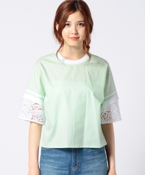 Another Edition（アナザーエディション）の「AE レース　COL LINE SL  T ◆（シャツ/ブラウス・レディース・ホワイト/ライム・フリー）」の7枚目の写真