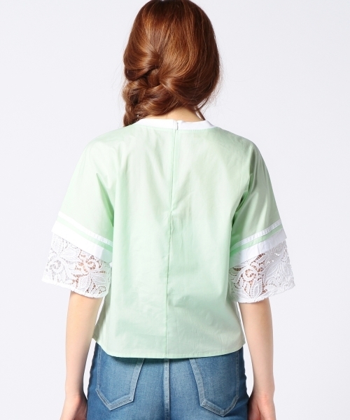Another Edition（アナザーエディション）の「AE レース　COL LINE SL  T ◆（シャツ/ブラウス・レディース・ホワイト/ライム・フリー）」の9枚目の写真