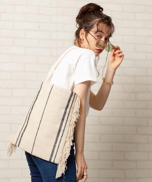 coen(コーエン)の「Indiaジャカードフリンジトートバッグ(トートバッグ・レディース・マスタード/ナチュラル・FREE)」の2枚目の写真