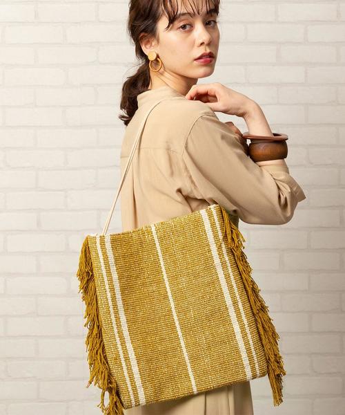coen(コーエン)の「Indiaジャカードフリンジトートバッグ(トートバッグ・レディース・マスタード/ナチュラル・FREE)」の12枚目の写真