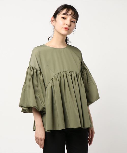 rps（アールピーエス）の「消しプリーツバルーン袖ブラウス（シャツ/ブラウス・レディース・ブラック/ベージュ系その他/ライトカーキ/ブルー・M）」の13枚目の写真