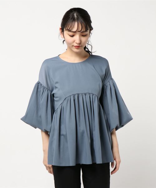 rps（アールピーエス）の「消しプリーツバルーン袖ブラウス（シャツ/ブラウス・レディース・ブラック/ベージュ系その他/ライトカーキ/ブルー・M）」の18枚目の写真