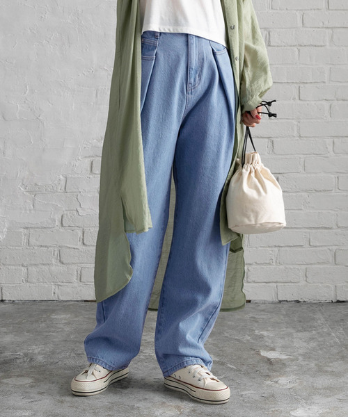 Newlyme(ニューリーミー)の「タックウエストテーパードパンツ(その他パンツ・レディース・ブラック/ブルー/アイボリー/その他1/ライトベージュ・MEDIUM/LARGE)」の5枚目の写真