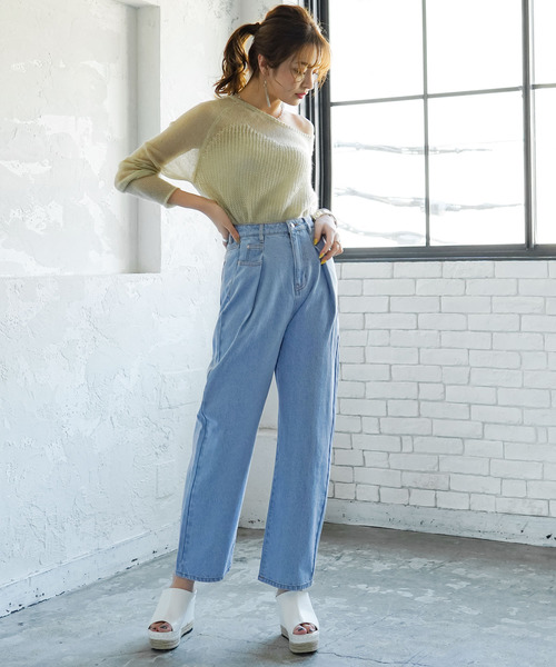 Newlyme(ニューリーミー)の「タックウエストテーパードパンツ(その他パンツ・レディース・ブラック/ブルー/アイボリー/その他1/ライトベージュ・MEDIUM/LARGE)」の9枚目の写真