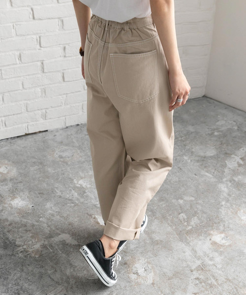 Newlyme(ニューリーミー)の「タックウエストテーパードパンツ(その他パンツ・レディース・ブラック/ブルー/アイボリー/その他1/ライトベージュ・MEDIUM/LARGE)」の21枚目の写真
