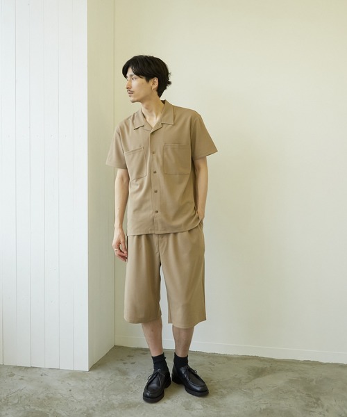 VIBGYOR(ヴィブジョー)の「【VIBGYOR BY AS】薄梨地半袖オープンシャツ(BL)(シャツ/ブラウス・メンズ・チャコールグレー/ブラウン/ベージュ/ブラック/グレイッシュベージュ・MEDIUM/LARGE)」の4枚目の写真