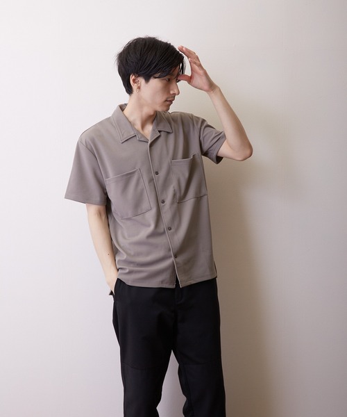 VIBGYOR(ヴィブジョー)の「【VIBGYOR BY AS】薄梨地半袖オープンシャツ(BL)(シャツ/ブラウス・メンズ・チャコールグレー/ブラウン/ベージュ/ブラック/グレイッシュベージュ・MEDIUM/LARGE)」の7枚目の写真
