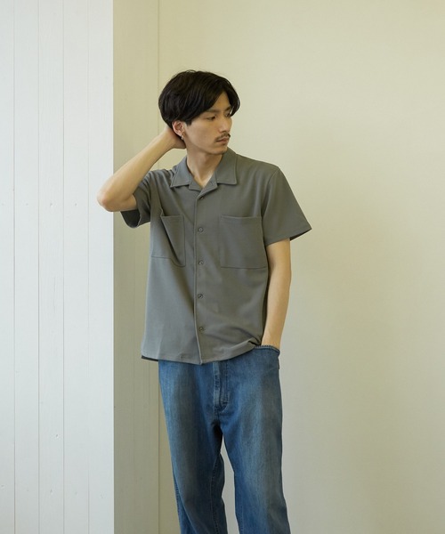 VIBGYOR(ヴィブジョー)の「【VIBGYOR BY AS】薄梨地半袖オープンシャツ(BL)(シャツ/ブラウス・メンズ・チャコールグレー/ブラウン/ベージュ/ブラック/グレイッシュベージュ・MEDIUM/LARGE)」の12枚目の写真