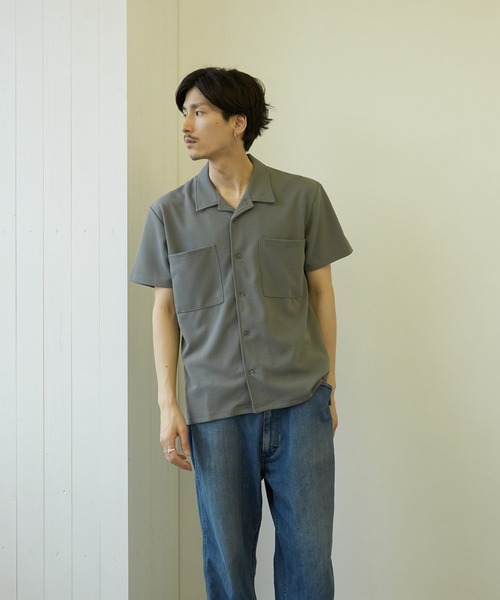 VIBGYOR(ヴィブジョー)の「【VIBGYOR BY AS】薄梨地半袖オープンシャツ(BL)(シャツ/ブラウス・メンズ・チャコールグレー/ブラウン/ベージュ/ブラック/グレイッシュベージュ・MEDIUM/LARGE)」の13枚目の写真