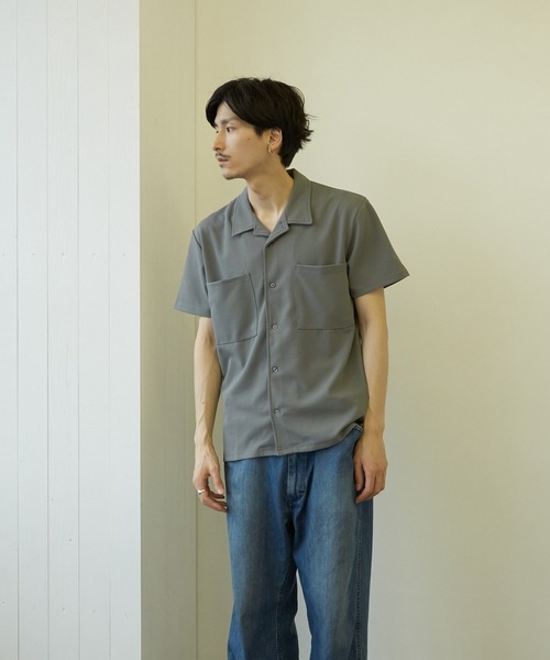 VIBGYOR(ヴィブジョー)の「【VIBGYOR BY AS】薄梨地半袖オープンシャツ(BL)(シャツ/ブラウス・メンズ・チャコールグレー/ブラウン/ベージュ/ブラック/グレイッシュベージュ・MEDIUM/LARGE)」の14枚目の写真