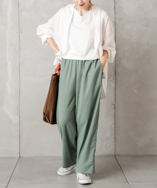 PUAL CE CIN（ピュアルセシン）の「ゆるっとボトムワイド（その他パンツ・レディース・ベージュ/グリーン/カーキ/ネイビー・FREE）」の9枚目の写真