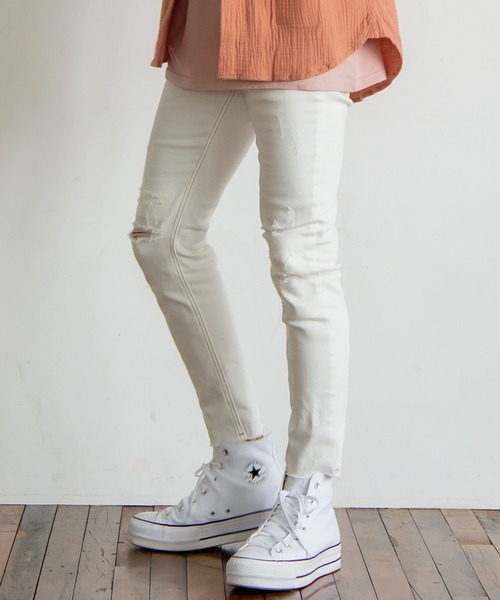 #Re:room（リルーム）の「ヴィンテージクラッシュカットスキニーデニム（デニムパンツ・メンズ・ブラック/ブルー/ホワイト・SMALL/MEDIUM/LARGE）」の5枚目の写真