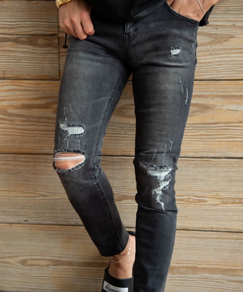 #Re:room（リルーム）の「ヴィンテージクラッシュカットスキニーデニム（デニムパンツ・メンズ・ブラック/ブルー/ホワイト・SMALL/MEDIUM/LARGE）」の15枚目の写真