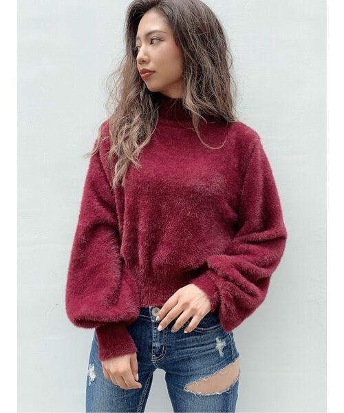 GYDA（ジェイダ）の「ハイネックシャギーニットTOPS（ニット/セーター・レディース・ベージュ/グリーン/ボルドー・FREE）」の3枚目の写真