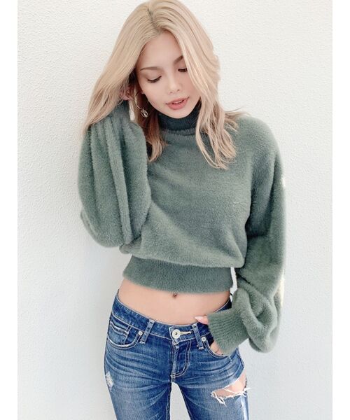 GYDA（ジェイダ）の「ハイネックシャギーニットTOPS（ニット/セーター・レディース・ベージュ/グリーン/ボルドー・FREE）」の5枚目の写真