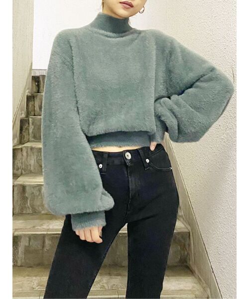 GYDA（ジェイダ）の「ハイネックシャギーニットTOPS（ニット/セーター・レディース・ベージュ/グリーン/ボルドー・FREE）」の7枚目の写真