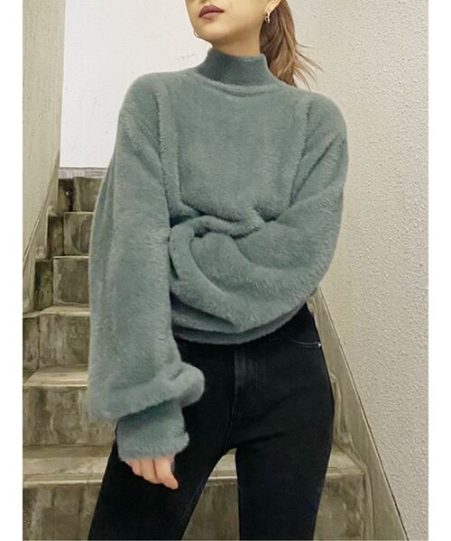 GYDA（ジェイダ）の「ハイネックシャギーニットTOPS（ニット/セーター・レディース・ベージュ/グリーン/ボルドー・FREE）」の8枚目の写真