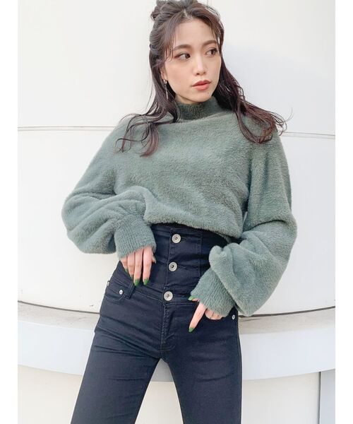 GYDA（ジェイダ）の「ハイネックシャギーニットTOPS（ニット/セーター・レディース・ベージュ/グリーン/ボルドー・FREE）」の9枚目の写真