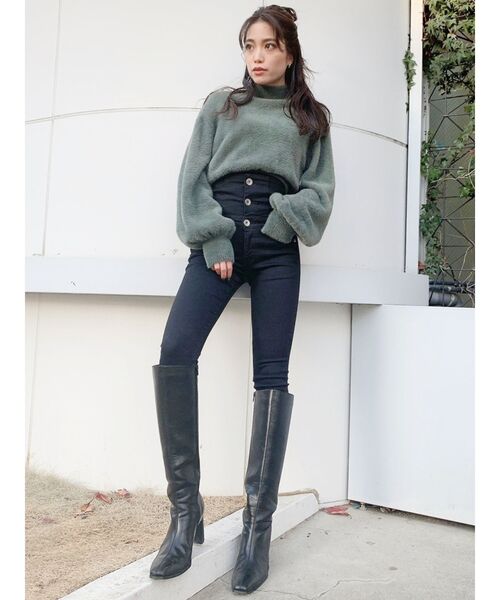 GYDA（ジェイダ）の「ハイネックシャギーニットTOPS（ニット/セーター・レディース・ベージュ/グリーン/ボルドー・FREE）」の10枚目の写真