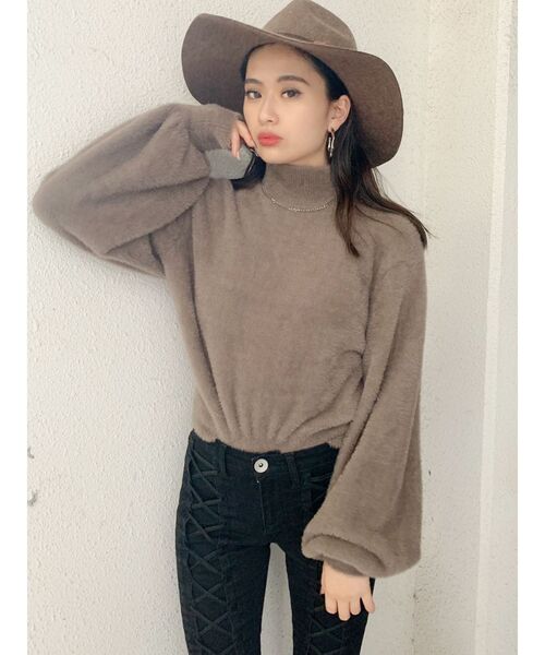 GYDA（ジェイダ）の「ハイネックシャギーニットTOPS（ニット/セーター・レディース・ベージュ/グリーン/ボルドー・FREE）」の12枚目の写真