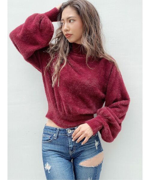 GYDA（ジェイダ）の「ハイネックシャギーニットTOPS（ニット/セーター・レディース・ベージュ/グリーン/ボルドー・FREE）」の14枚目の写真