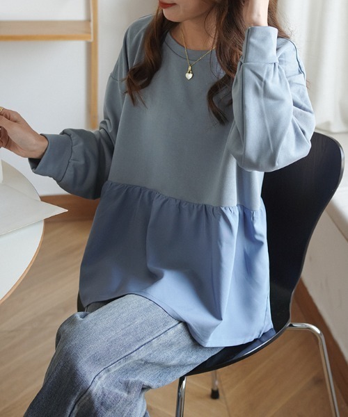 ABITOKYO（アビトーキョー）の「ルージングフリル切り替えトレーナー（スウェット・レディース・ホワイト/ブラック/イエロー/ブルー/ダークグレー/ブルーグレー/ライトグリーン・M/L）」の20枚目の写真