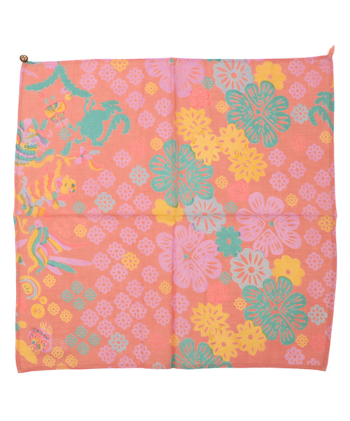 チャイハネ（チャイハネ）の「【チャイハネ】ワールドトリップバンダナ（バンダナ/スカーフ・レディース・その他/ホワイト/その他6/ホワイト×ホワイト/グリーン/アニマル/オレンジ/アクア/ブルー/カラフル/ベージュ/ピンク/レッド・FREE）」の2枚目の写真