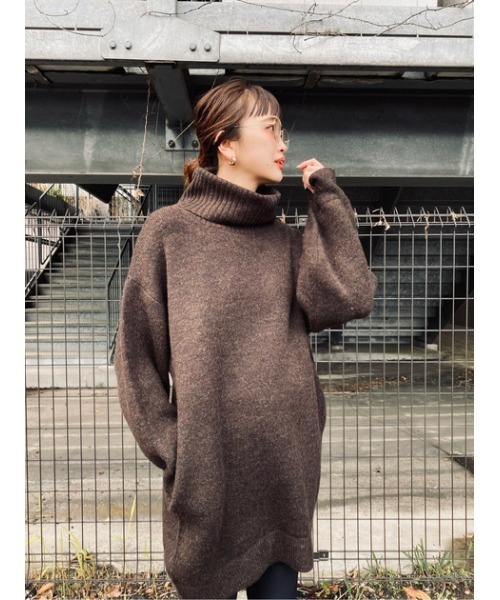 セール ワンピース Bowl ロデオクラウンズワイドボウル のファッション Bowl タートルネックルーズニットワンピース ワンピース Rodeo Wide Wide Crowns 期間限定saleの ワンピース