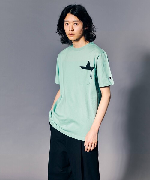 tk.TAKEO KIKUCHI(ティーケータケオキクチ)の「【WEB限定/S~3L】スタープリント半袖Tシャツ(ユニセックスアイテム)(Tシャツ/カットソー・レディース・ホワイト/ダークグリーン/ブラック/サンドベージュ/ライトグリーン/ライトパープル/レモンイエロー/ブラック系/ブルー/ホワイト系1・01/02/03/04/05)」の13枚目の写真