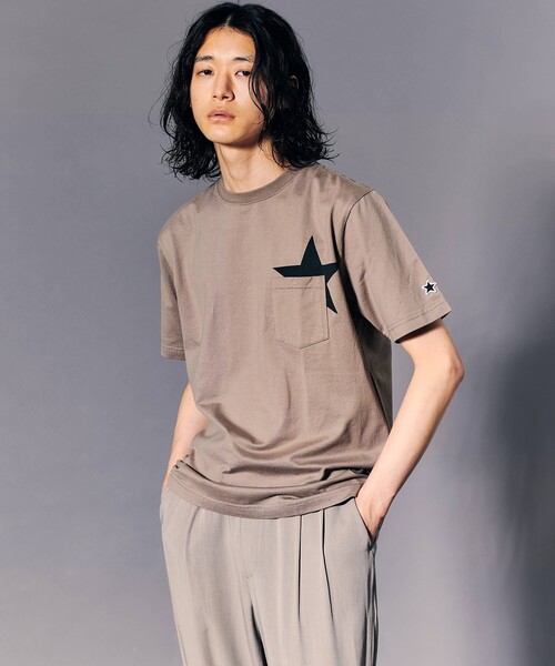 tk.TAKEO KIKUCHI(ティーケータケオキクチ)の「【WEB限定/S~3L】スタープリント半袖Tシャツ(ユニセックスアイテム)(Tシャツ/カットソー・レディース・ホワイト/ダークグリーン/ブラック/サンドベージュ/ライトグリーン/ライトパープル/レモンイエロー/ブラック系/ブルー/ホワイト系1・01/02/03/04/05)」の19枚目の写真