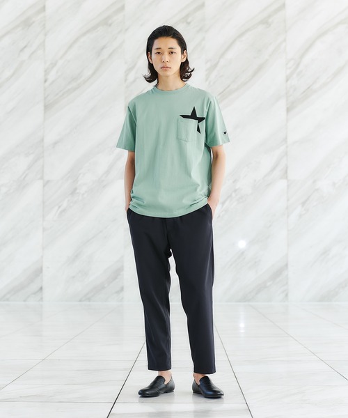 tk.TAKEO KIKUCHI(ティーケータケオキクチ)の「【WEB限定/S~3L】スタープリント半袖Tシャツ(ユニセックスアイテム)(Tシャツ/カットソー・レディース・ホワイト/ダークグリーン/ブラック/サンドベージュ/ライトグリーン/ライトパープル/レモンイエロー/ブラック系/ブルー/ホワイト系1・01/02/03/04/05)」の14枚目の写真