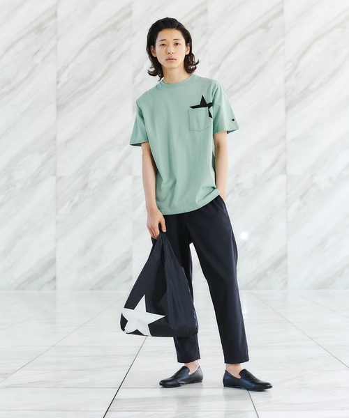 tk.TAKEO KIKUCHI(ティーケータケオキクチ)の「【WEB限定/S~3L】スタープリント半袖Tシャツ(ユニセックスアイテム)(Tシャツ/カットソー・レディース・ホワイト/ダークグリーン/ブラック/サンドベージュ/ライトグリーン/ライトパープル/レモンイエロー/ブラック系/ブルー/ホワイト系1・01/02/03/04/05)」の15枚目の写真