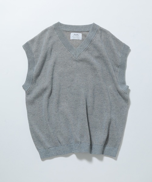 ADAM ET ROPE'(アダムエロペ)の「【山形ニット】コットンリネン 2トーン ルーズベスト(ベスト・メンズ・ネイビー/グレイッシュブルー/ライトブルーグレー・M/L)」の14枚目の写真