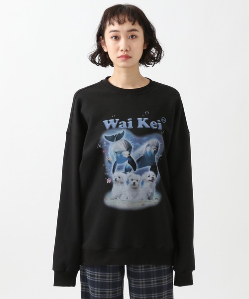 WaiKei（ワイケイ）の「Wai Kei／ドルフィンプリントプルオーバー　2932816（スウェット・レディース・ブラック/オリーブ・FREE）」の19枚目の写真