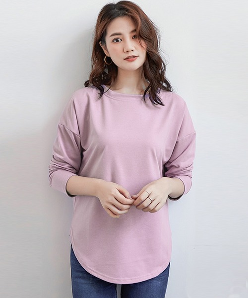 Amulet（アミュレット）の「無地長袖カットソー（Tシャツ/カットソー・レディース・ベージュ/ホワイト/ライトブルー/ブラック/パープル・L/M）」の5枚目の写真