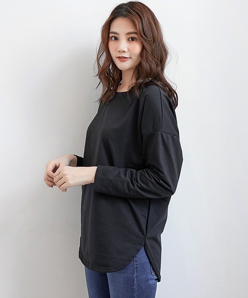 Amulet（アミュレット）の「無地長袖カットソー（Tシャツ/カットソー・レディース・ベージュ/ホワイト/ライトブルー/ブラック/パープル・L/M）」の4枚目の写真