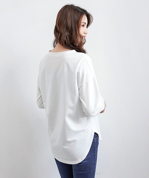 Amulet（アミュレット）の「無地長袖カットソー（Tシャツ/カットソー・レディース・ベージュ/ホワイト/ライトブルー/ブラック/パープル・L/M）」の15枚目の写真
