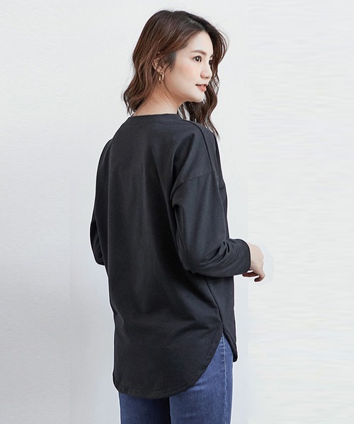 Amulet（アミュレット）の「無地長袖カットソー（Tシャツ/カットソー・レディース・ベージュ/ホワイト/ライトブルー/ブラック/パープル・L/M）」の16枚目の写真