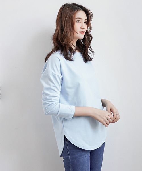 Amulet（アミュレット）の「無地長袖カットソー（Tシャツ/カットソー・レディース・ベージュ/ホワイト/ライトブルー/ブラック/パープル・L/M）」の17枚目の写真