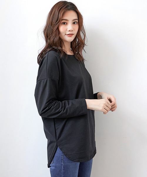 Amulet（アミュレット）の「無地長袖カットソー（Tシャツ/カットソー・レディース・ベージュ/ホワイト/ライトブルー/ブラック/パープル・L/M）」の7枚目の写真