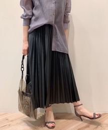 un dix cors | 大人かっこいい印象に　レザープリーツスカート(無地)(スカート)